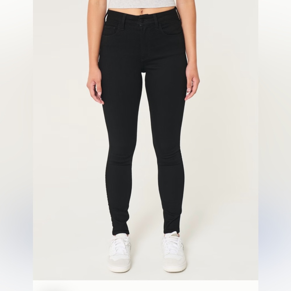HOLLISTER WOMEN’S BLACK ULTRA HIGH RISE SUPER SKINNY JEAN SIZE 0 LONG